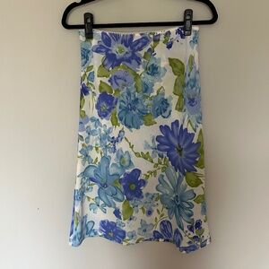 Vintage Blue Floral Midi Skirt